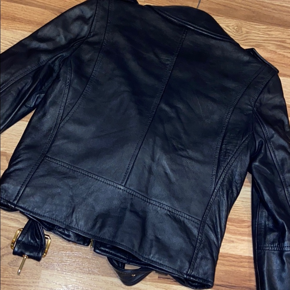 ❄️SALE!❄️NWOT Michael Kors Ink Blue Leather Jacket - Picture 8 of 11